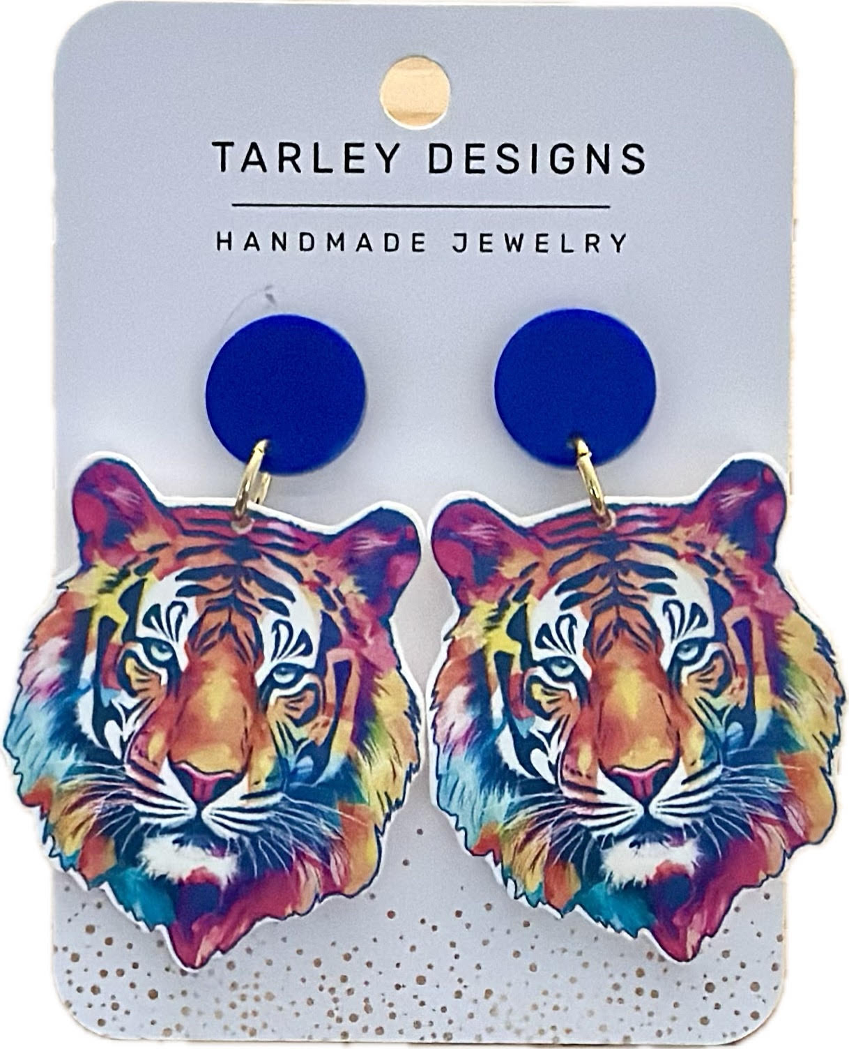 Colorful Tiger Earrings-Blue