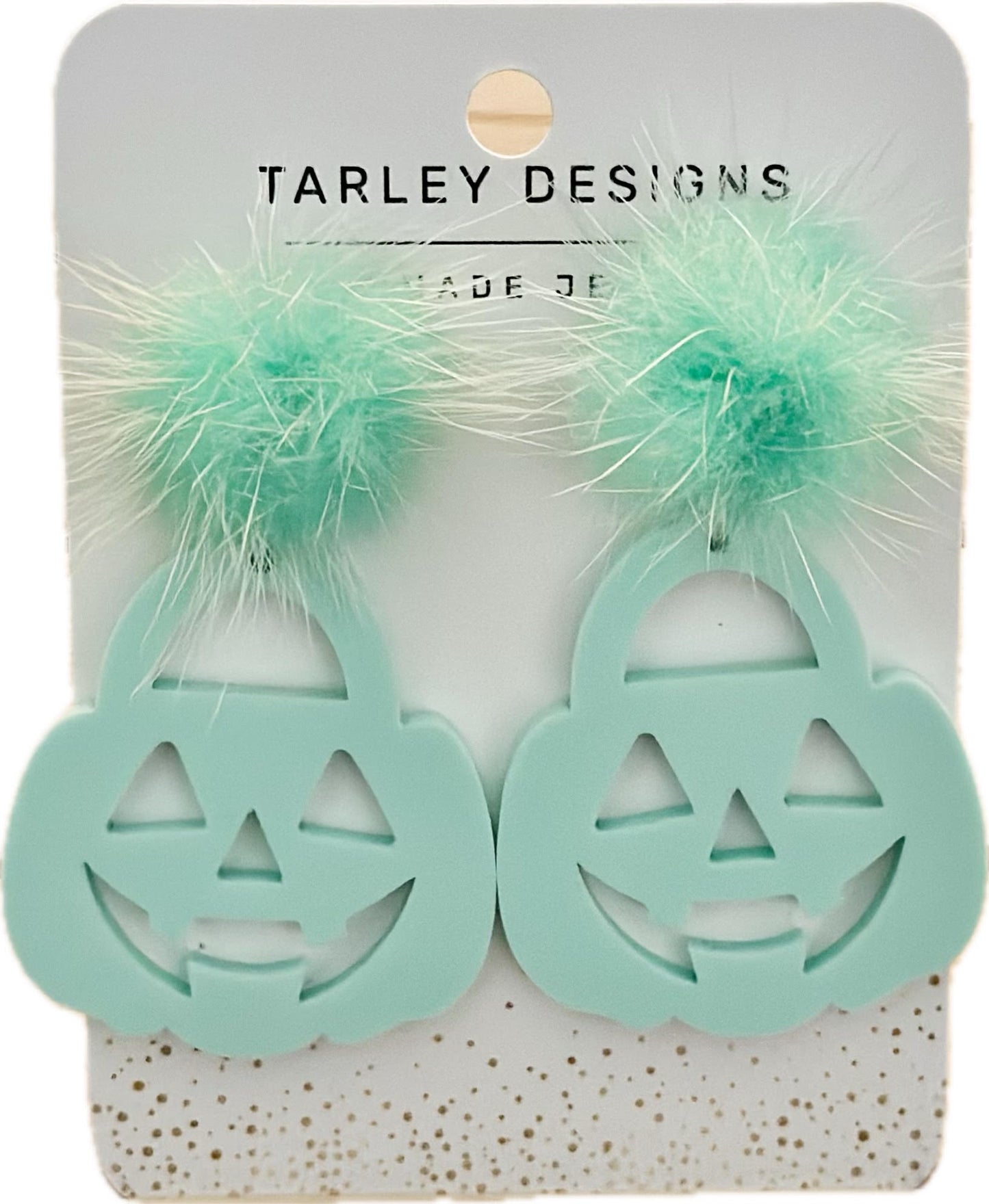 Pastel Jack-o-Lantern Earrings-Mint Green
