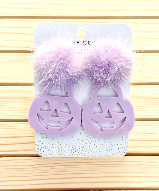 Pastel Jack-o-Lantern Earrings-Lavender