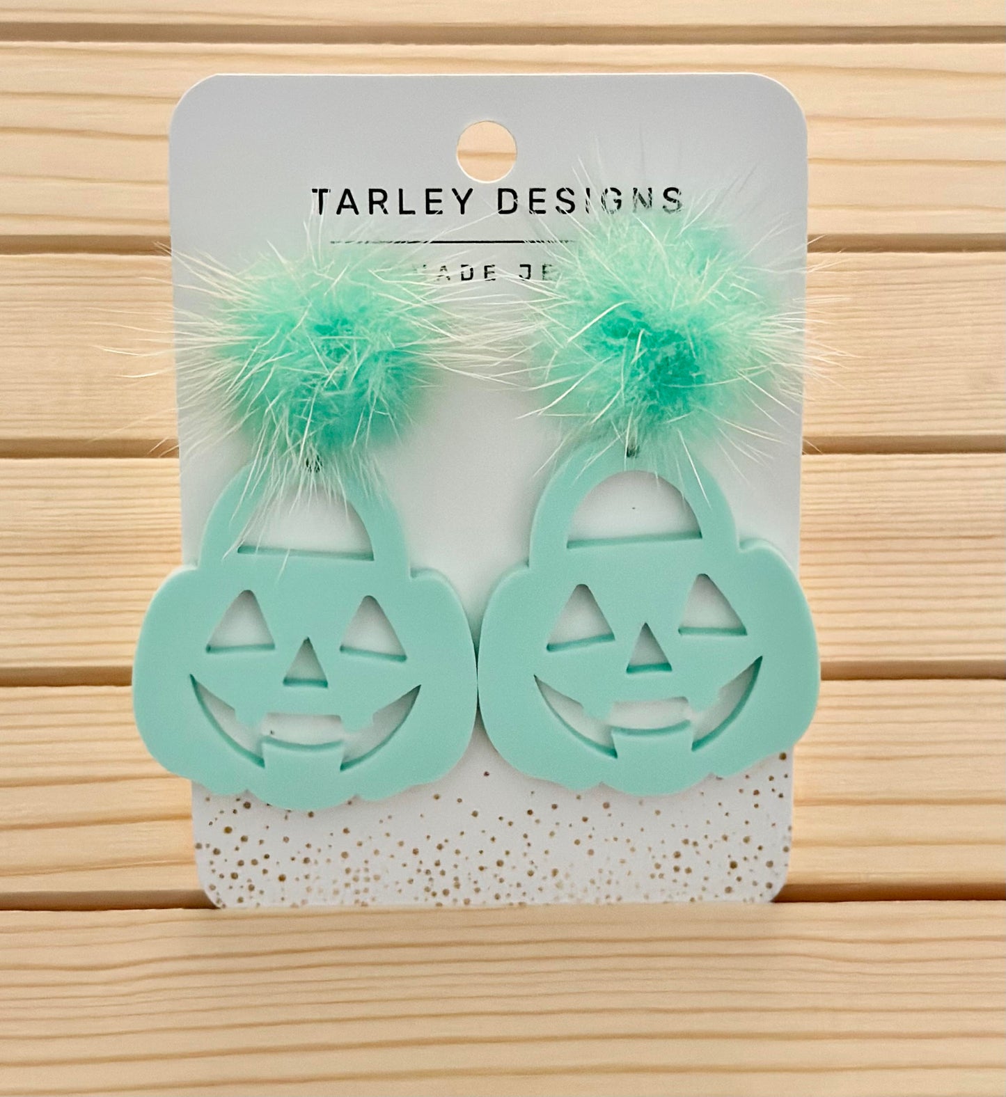 Pastel Jack-o-Lantern Earrings-Mint Green